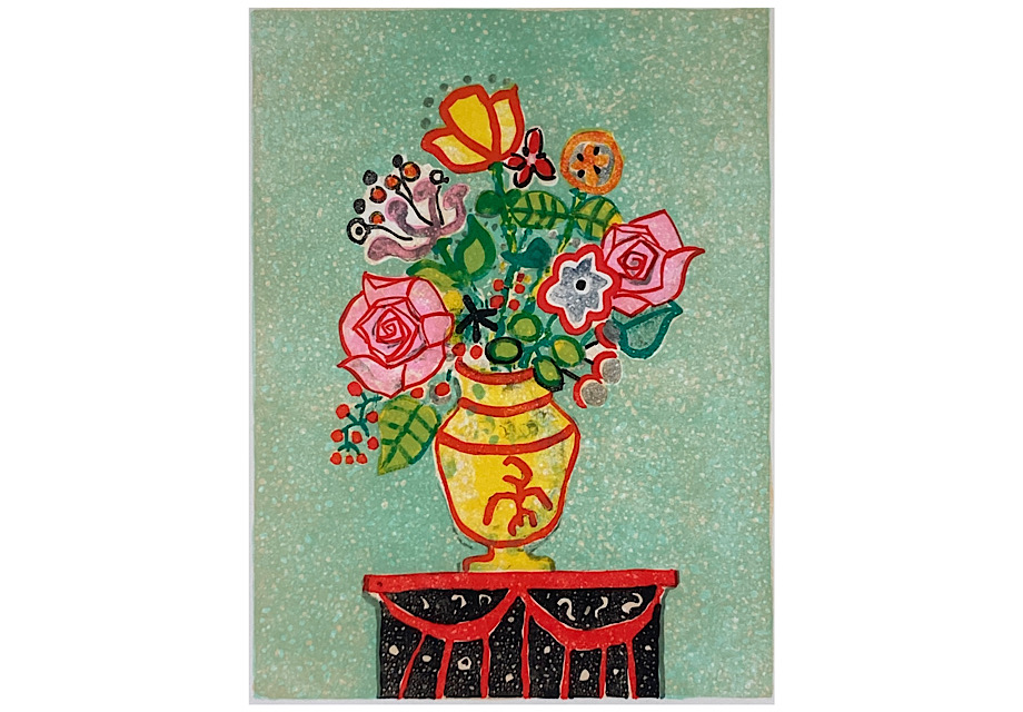 薄緑の背景の花束