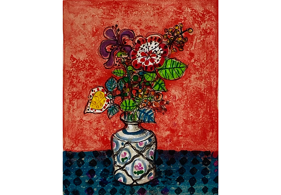 真紅の背景の花束